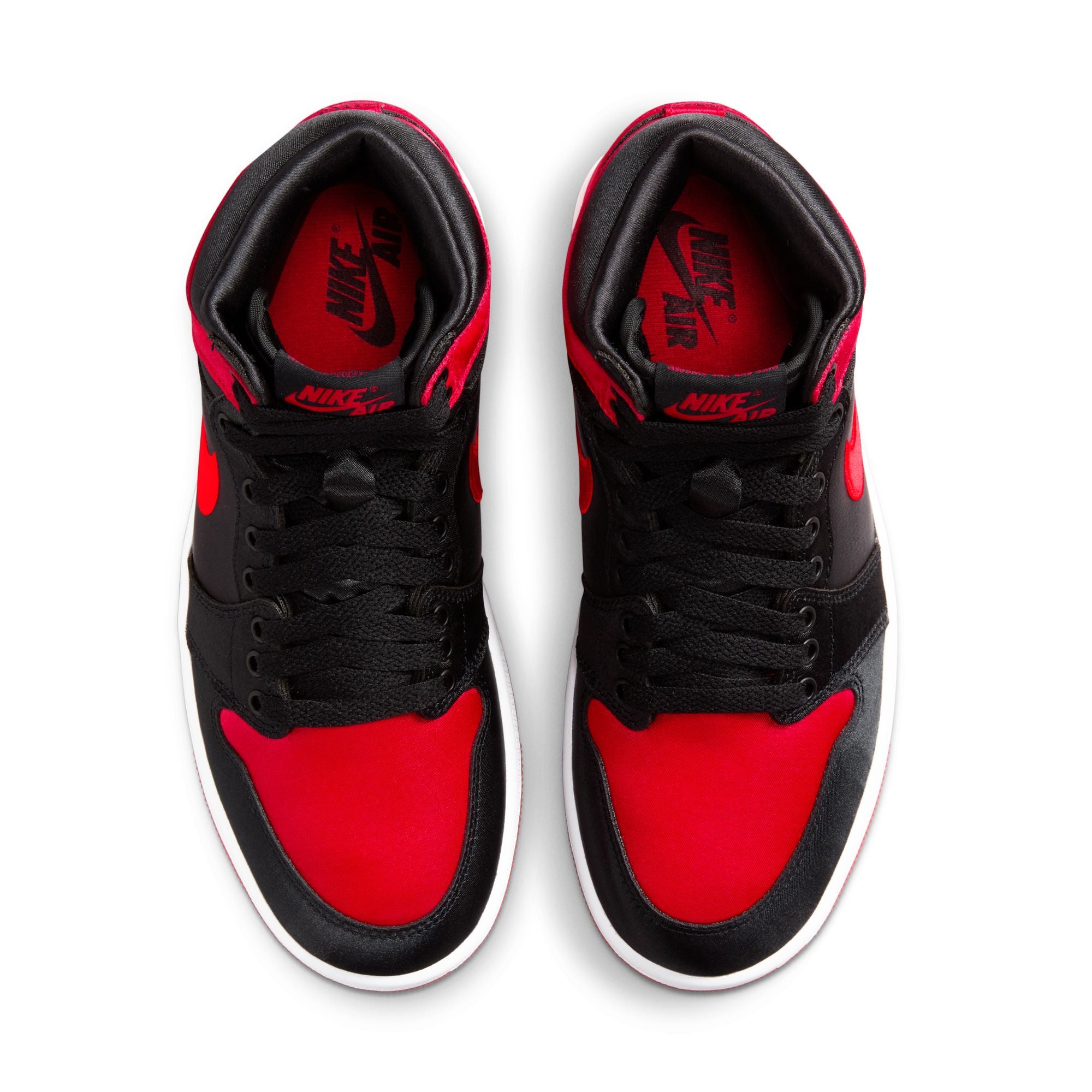 JORDAN 1 RETRO HI OG 'SATIN BRED' - BLACK/UNIVERSITY RED