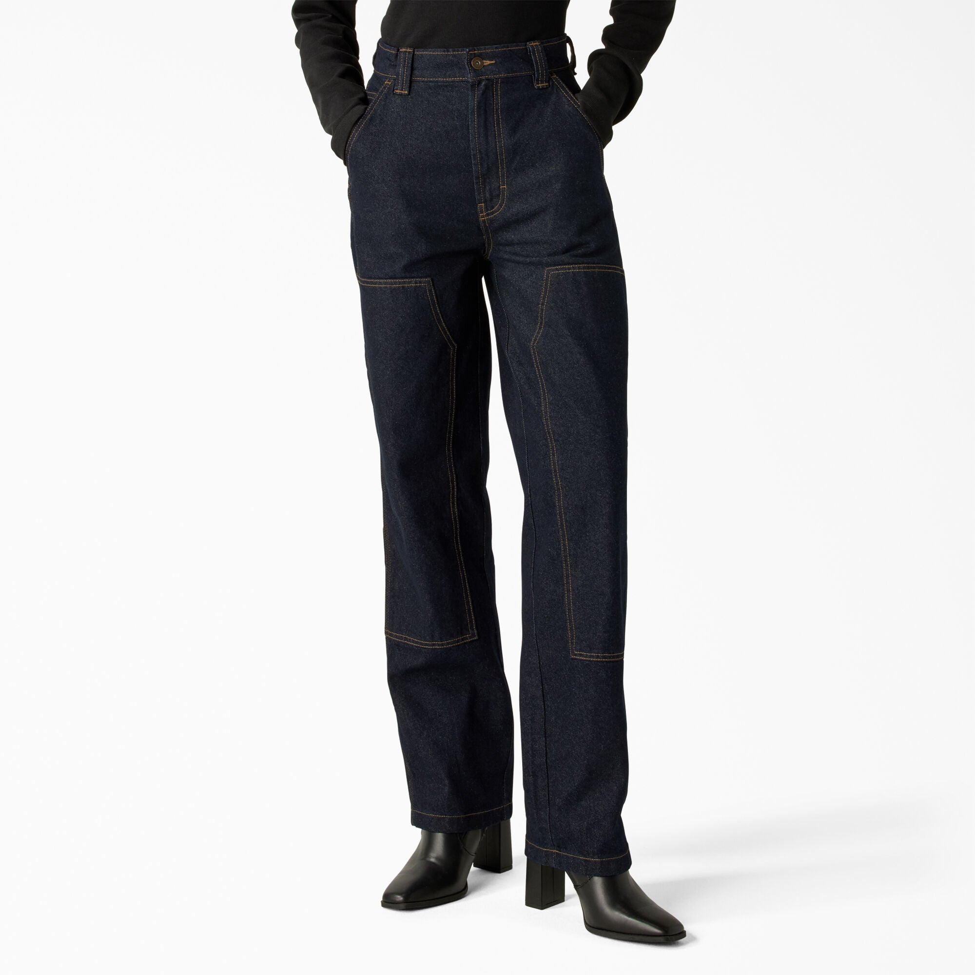 Madison Loose Fit Double Knee Jeans - Rinsed Indigo Blue – MAKEWAY