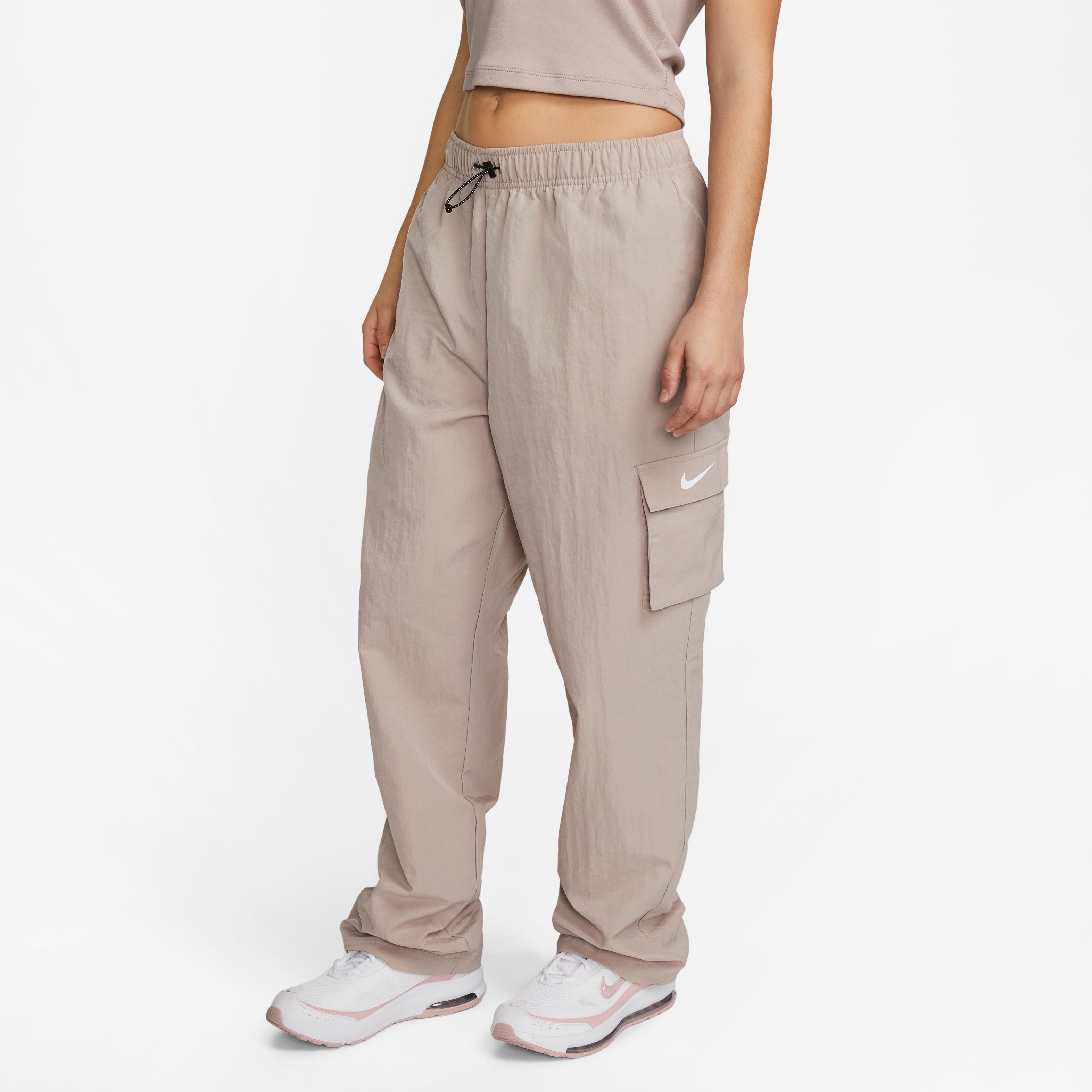 NSW Essential High-Rise Woven Cargo Pants - Diffused Taupe/White