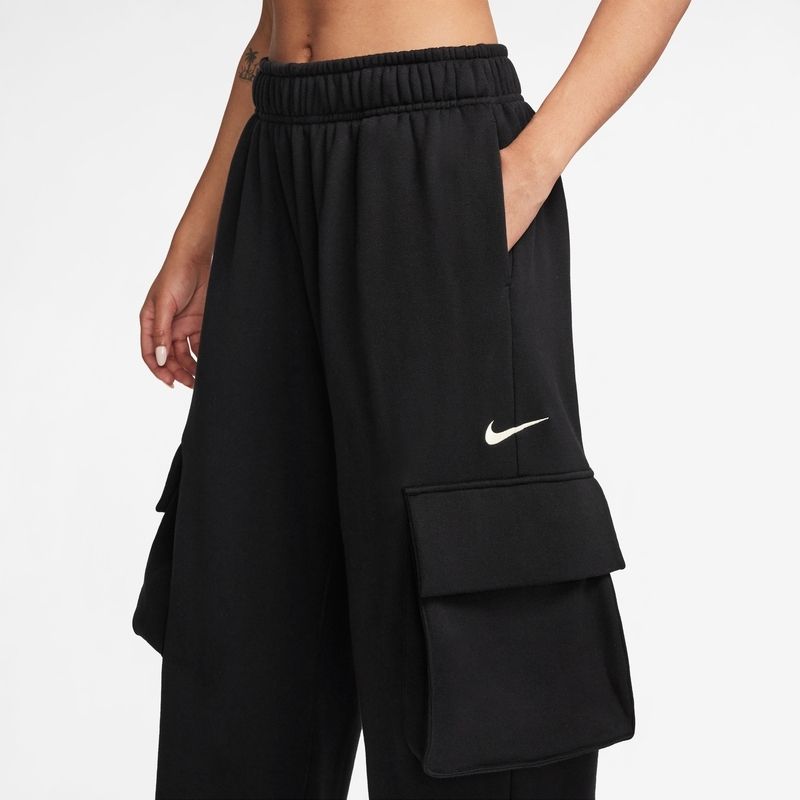 Women's Low-Rise Oversized French Terry Open-Hem Pants - Black/Sail