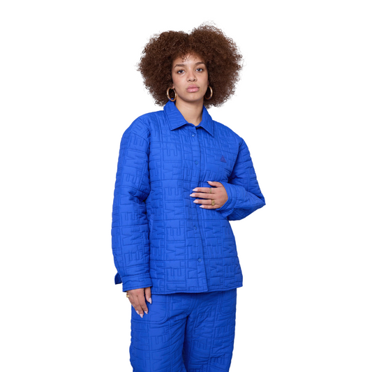 Monogram Quilted Puff Shacket - Cobalt