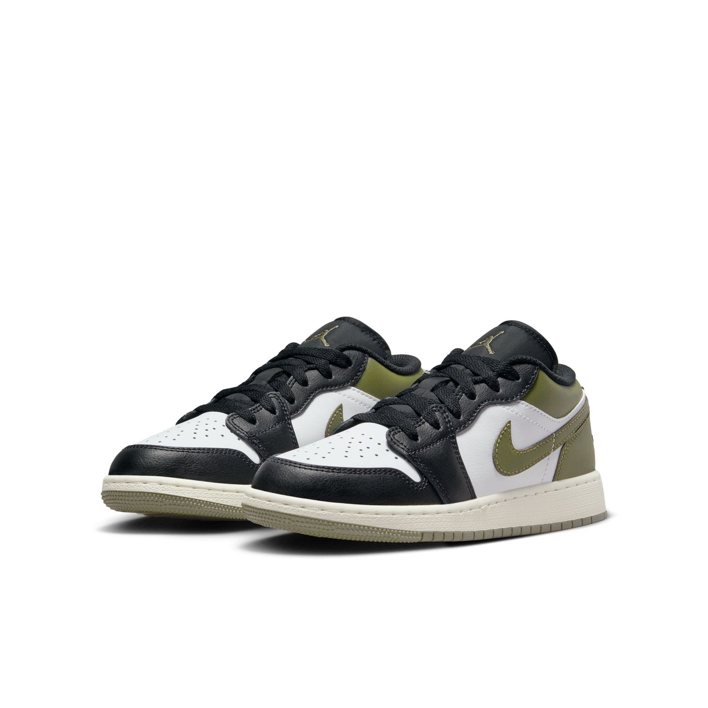 JORDAN 1 LOW 'MEDIUM OLIVE' (GS) - BLACK/WHITE/MEDIUM OLIVE