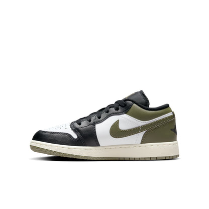 JORDAN 1 LOW 'MEDIUM OLIVE' (GS) - BLACK/WHITE/MEDIUM OLIVE