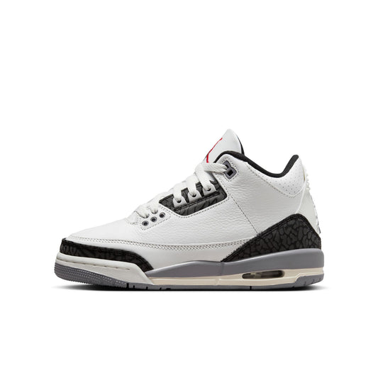 JORDAN 3 RETRO 'CEMENT GREY' (GS) - SUMMIT WHITE/FIRE RED/CEMENT GREY/BLACK