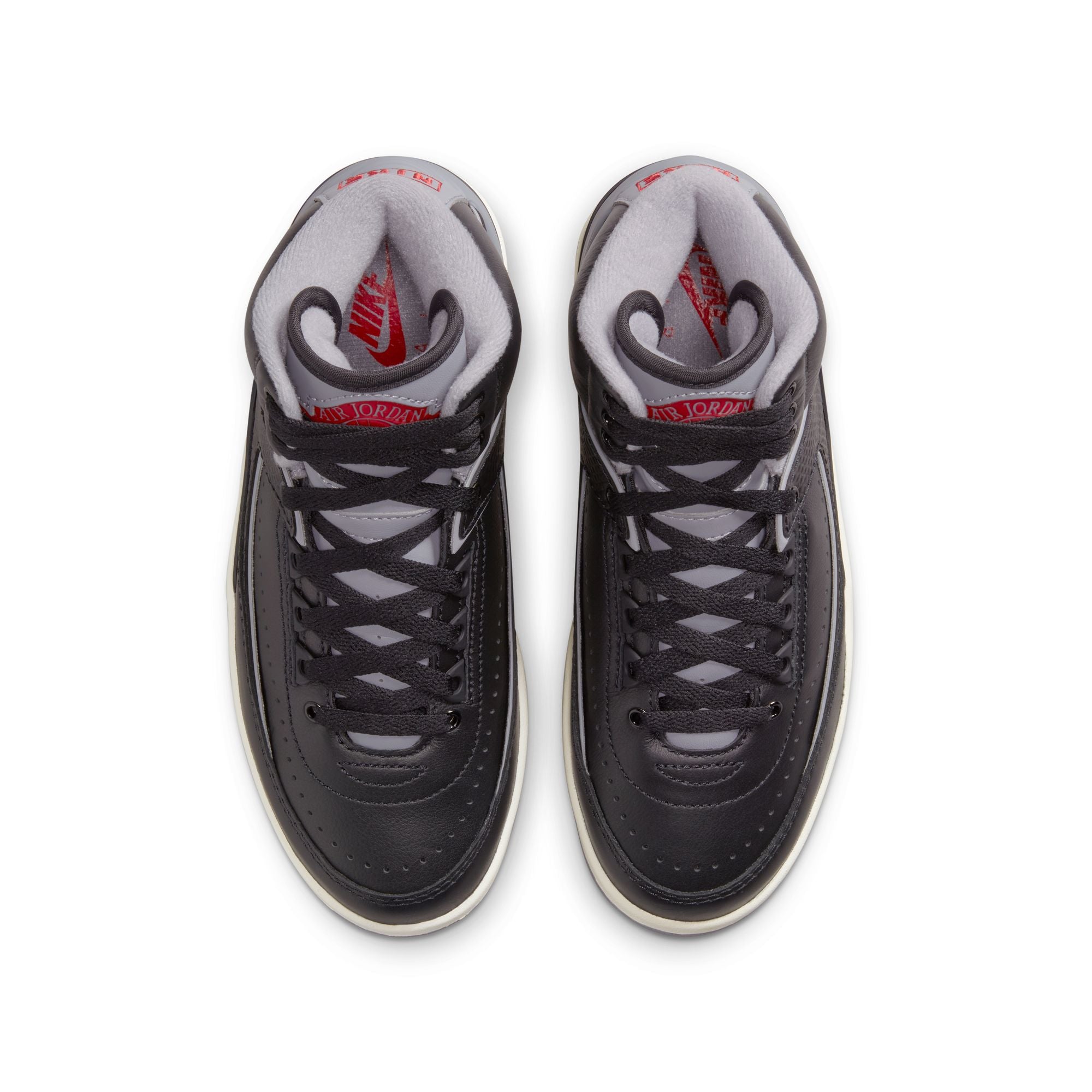 JORDAN 2 RETRO &quot;BLACK CEMENT&quot; (GS) - BLACK/CEMENT GREY/FIRE RED-SAIL