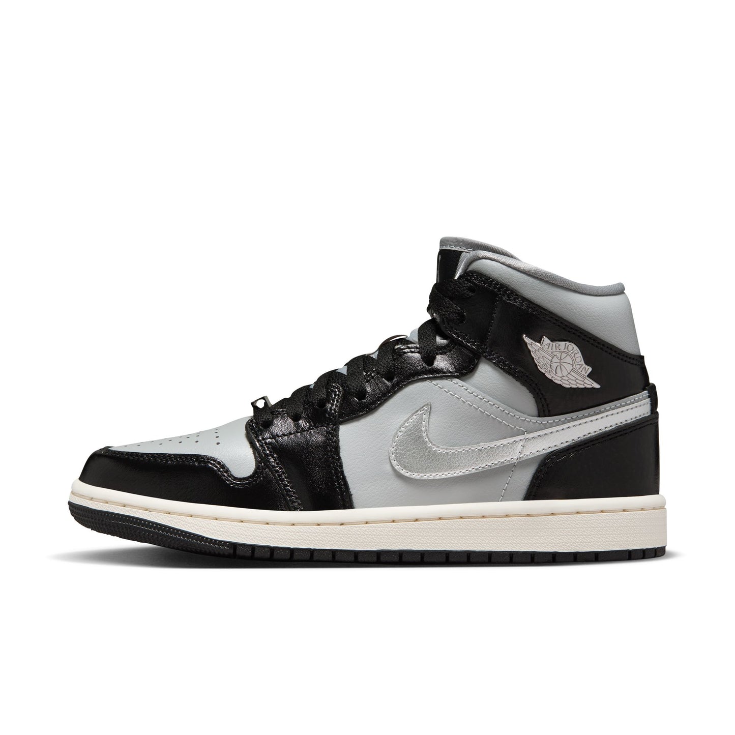 JORDAN 1 MID SE - BLACK/METALLIC SILVER/LT SMOKE GREY/SAIL