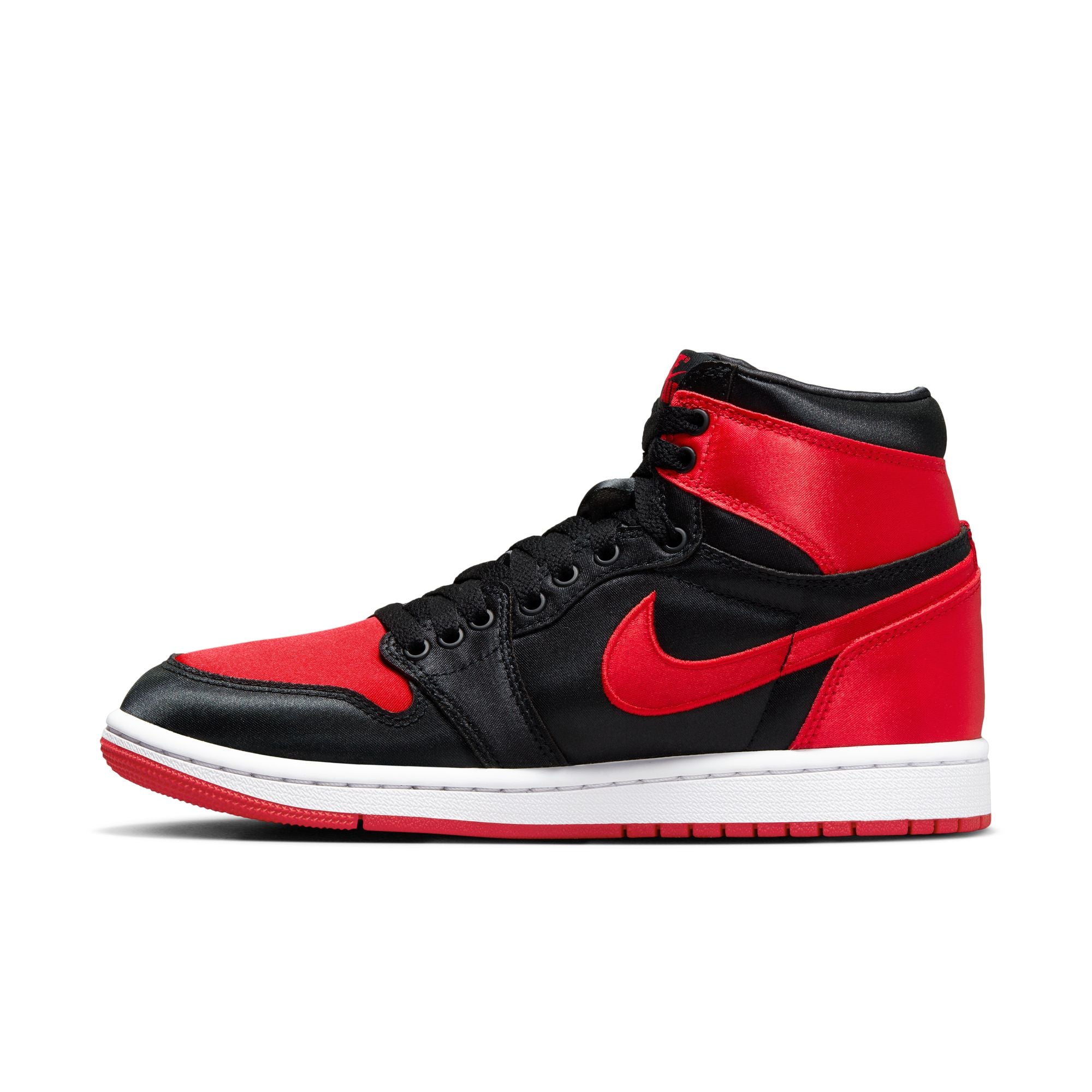 JORDAN 1 RETRO HI OG 'SATIN BRED' - BLACK/UNIVERSITY RED/WHITE