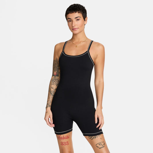 NIKE ONE DRI-FIT SHORT BODYSUIT - BLACK/LT OREWOOD BRN/COOL GREY