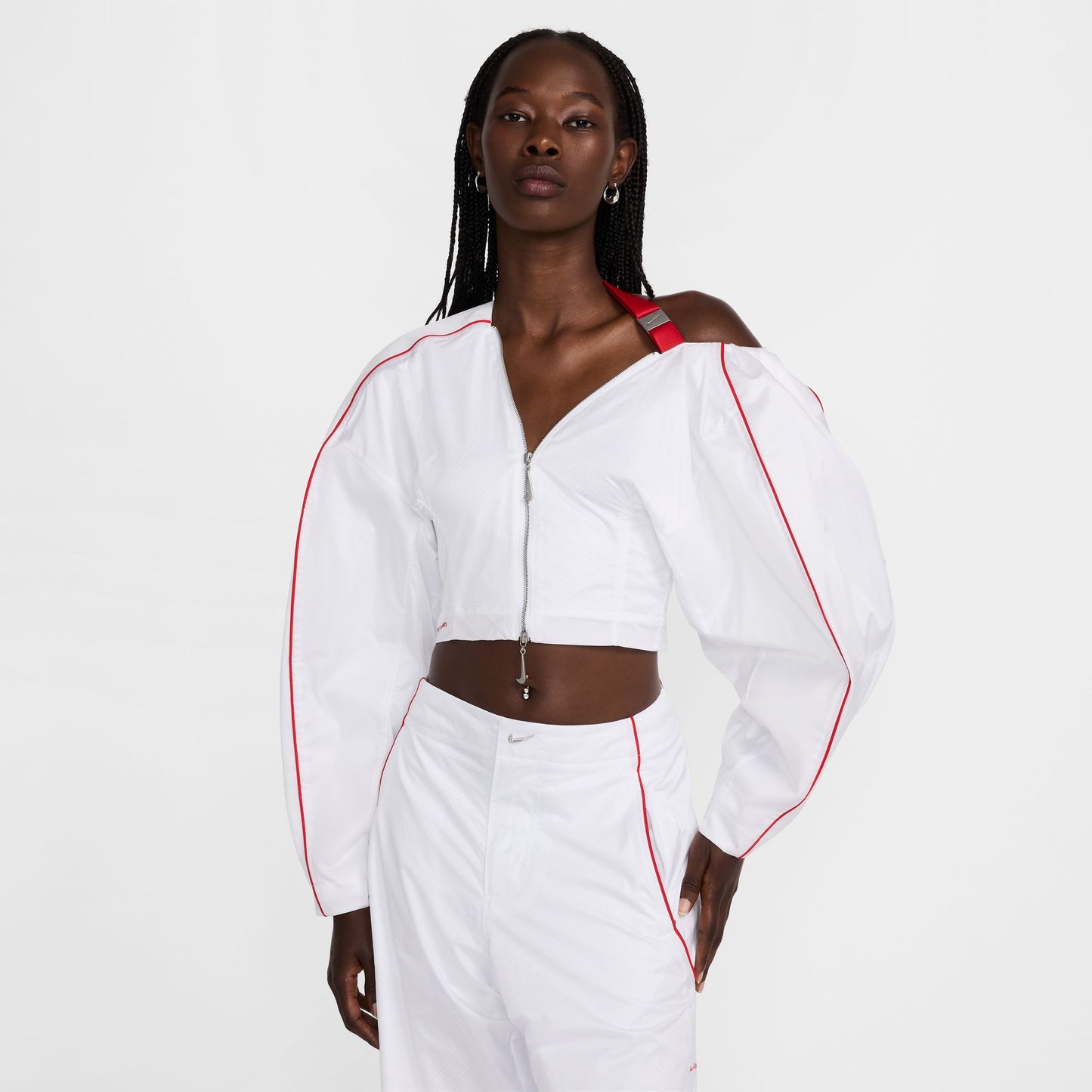 JACQUEMUS X NIKE TRACK JACKET - WHITE/UNIVERSITY RED