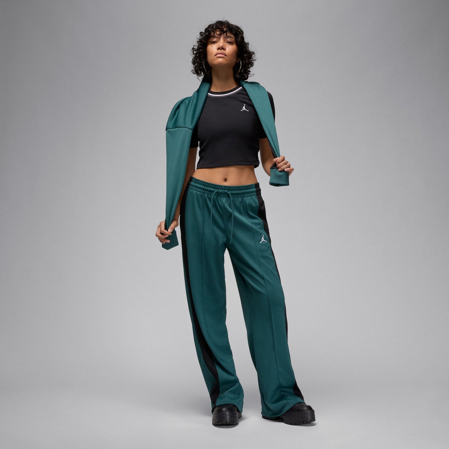 KNIT TRACK PANT - OXIDIZED GREEN/BLACK/WHITE