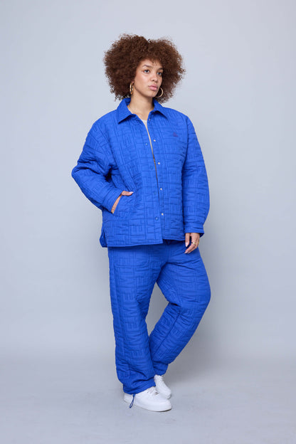 Monogram Quilted Puff Shacket - Cobalt