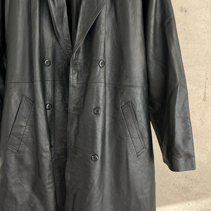 vintage leather oversized trench coat