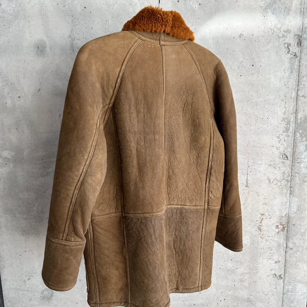 Sherpa lined leather on sale coat