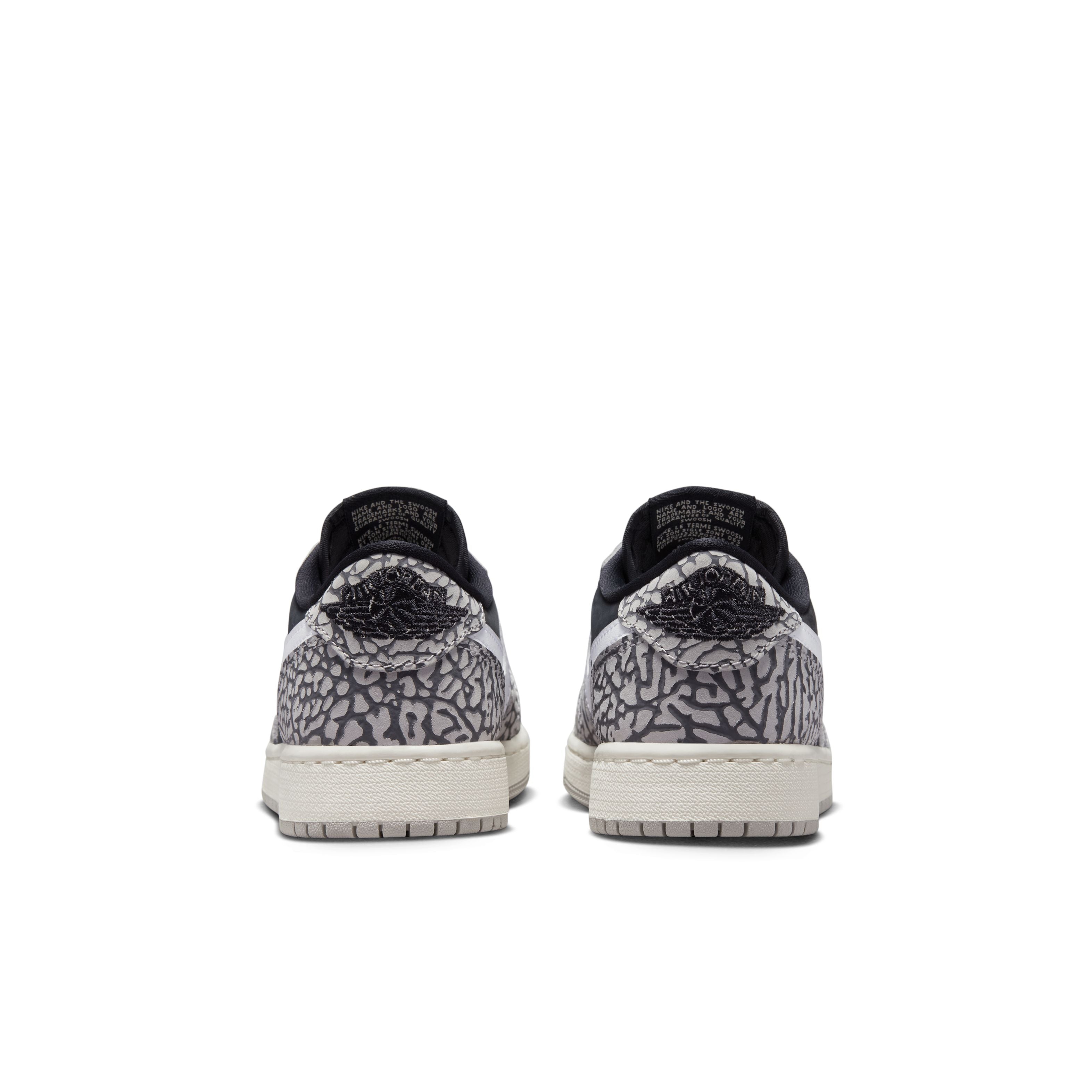 Jordan 1 Low OG (GS) - &#39;Elephant Print&#39; - Black/Muslin/Tech Grey/White