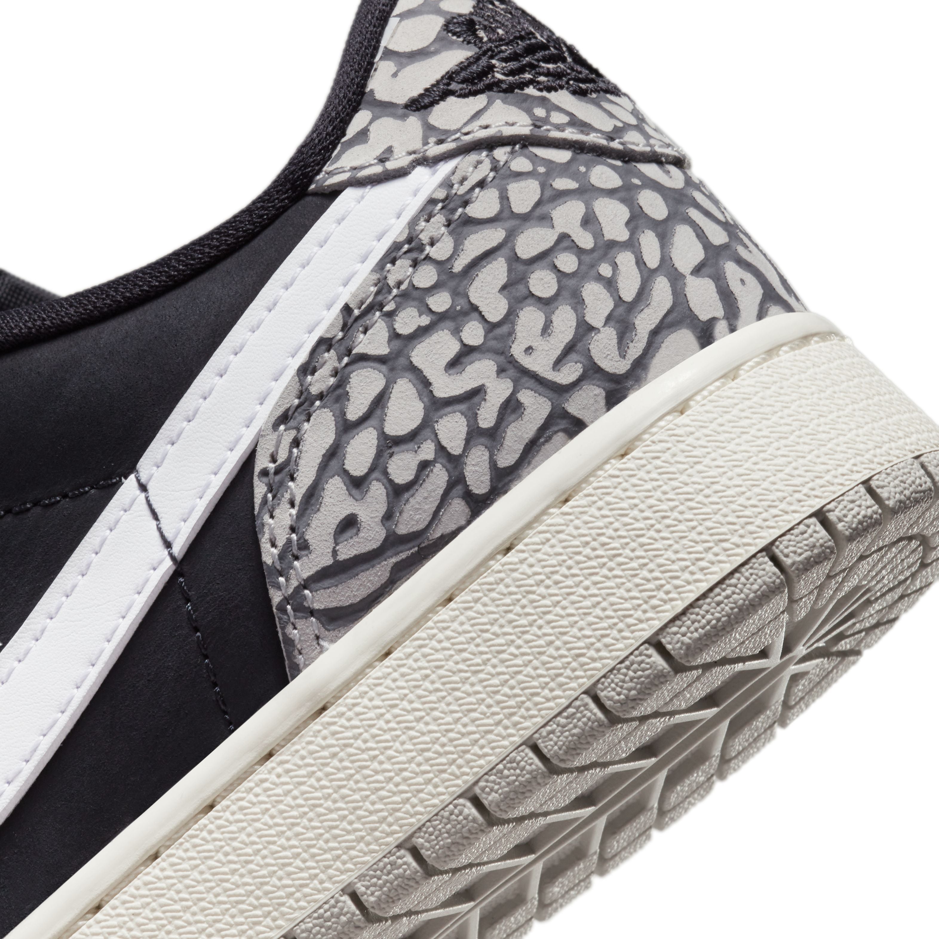 Jordan 1 Low OG (GS) - &#39;Elephant Print&#39; - Black/Muslin/Tech Grey/White