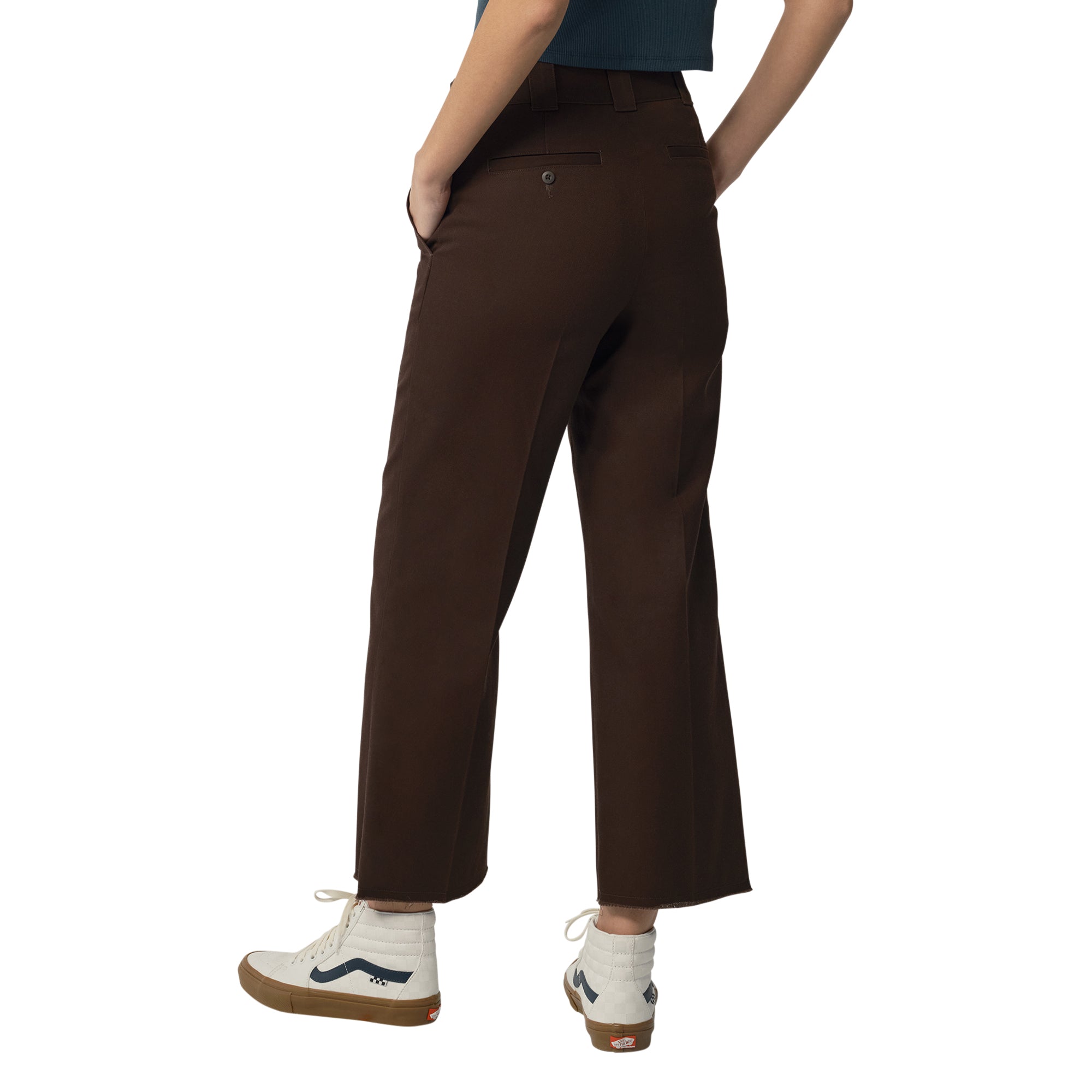 Twill Cropped Pants - Rinsed Chocolate Brown