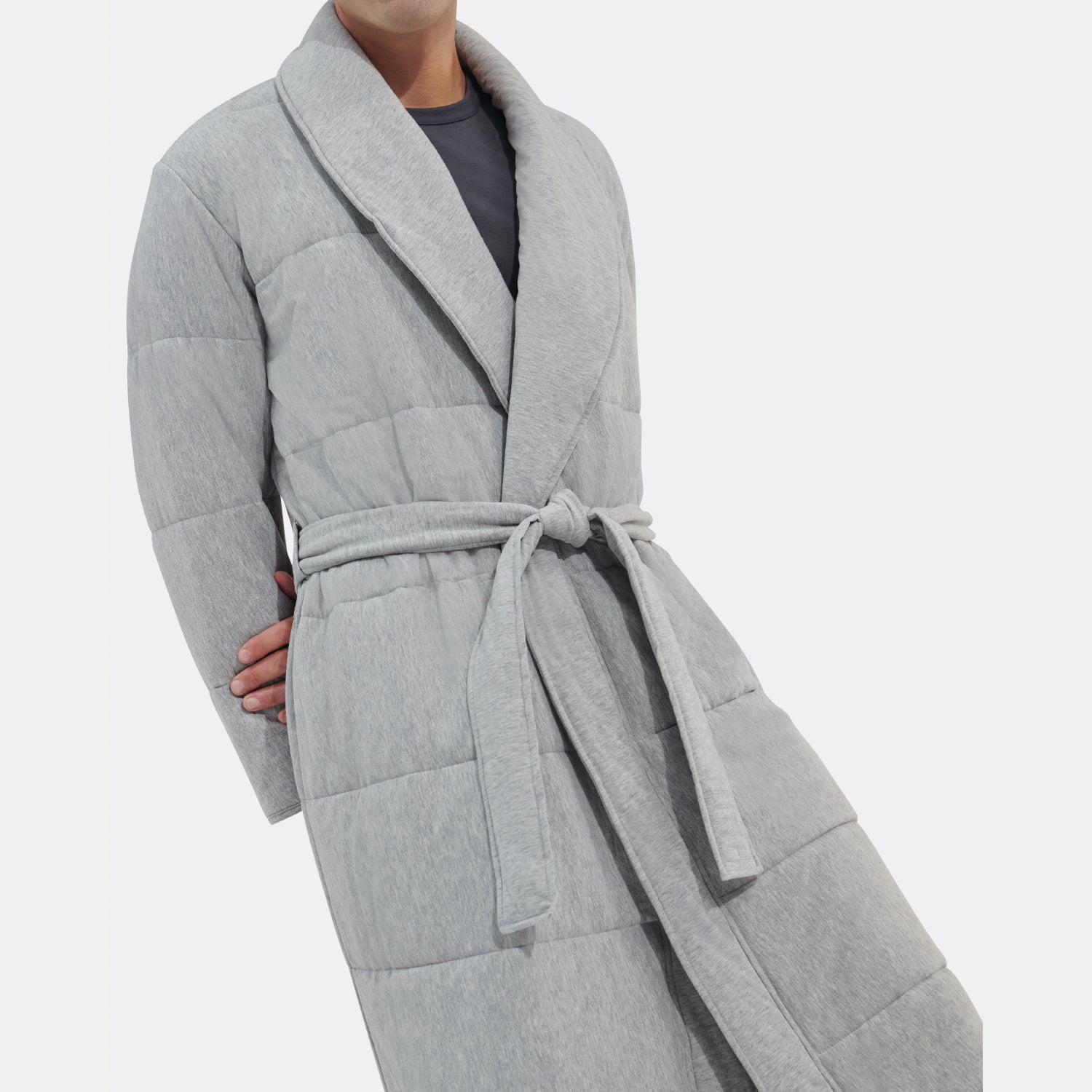 QUADE QUILTED ROBE - GREY HEATHER