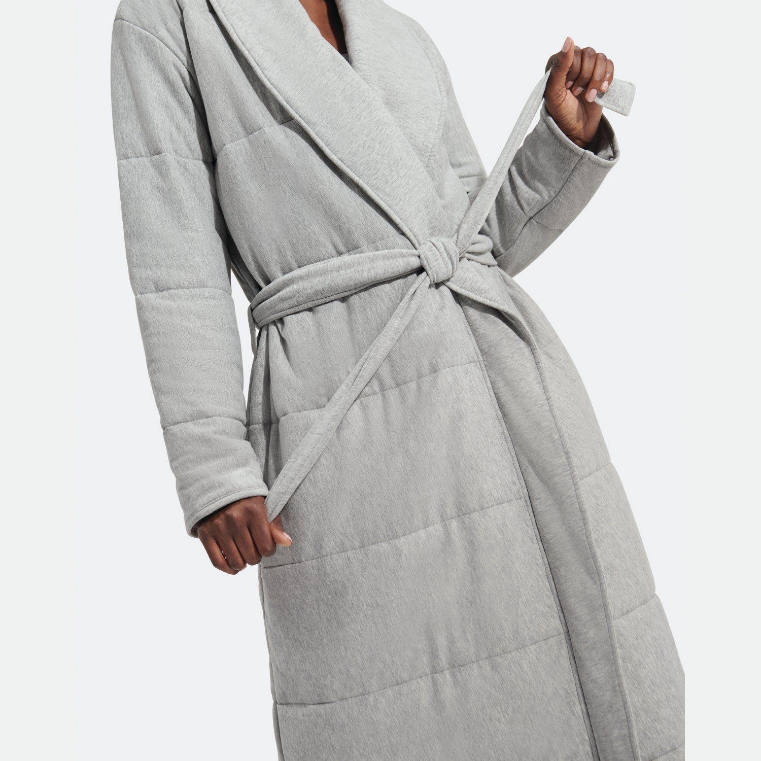 QUADE QUILTED ROBE - GREY HEATHER